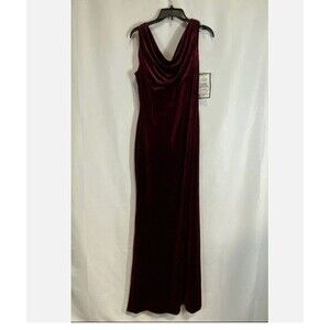 Vince Camuto Women's Red Solid Evening Velvet Maxi Dress 12 NWT
